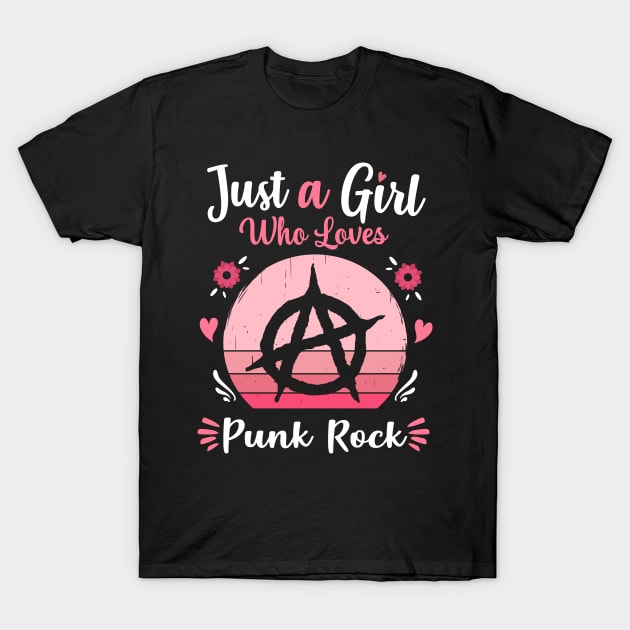 Just A Girl Who Loves Punk Rock Pink Retro Vintage gift idea T-Shirt by Lyume